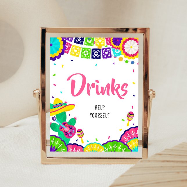 Little Senorita Fiesta Baby Duschgetränke Poster (Mexican Baby Shower Drinks Sign)