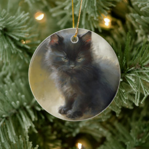 Little Shadow Black Kitten Keramik Ornament