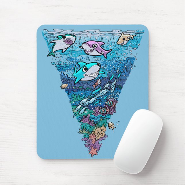 Little Shark Doodle Mousepad (Mit Mouse)