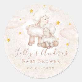 Little Sheep Lamb Dreamy Stars Baby Dusche Runder Aufkleber