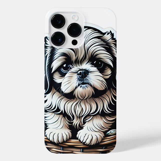 Little Shih Tzu Puppy in einem Basket iPhone Case iPhone 14 Pro Max Hülle (Rückseite)