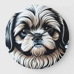 Little Shih Tzu Round Wall Clock Große Wanduhr
