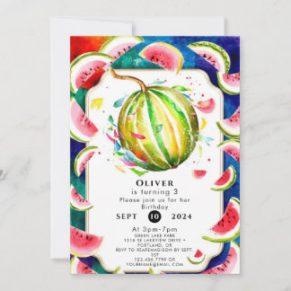 Little Simple Watermelon Geburtstag Einladung