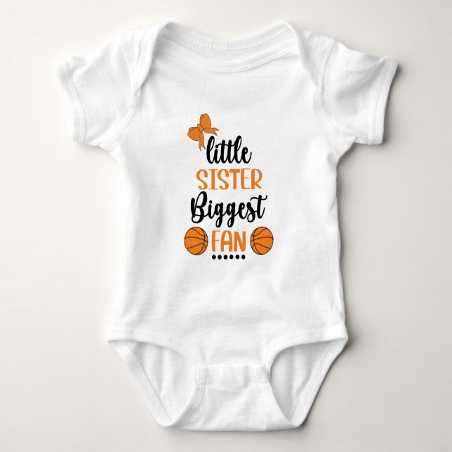Little Sister Biggest Fan Basketball Sister Niedli Baby Strampler (Vorderseite)