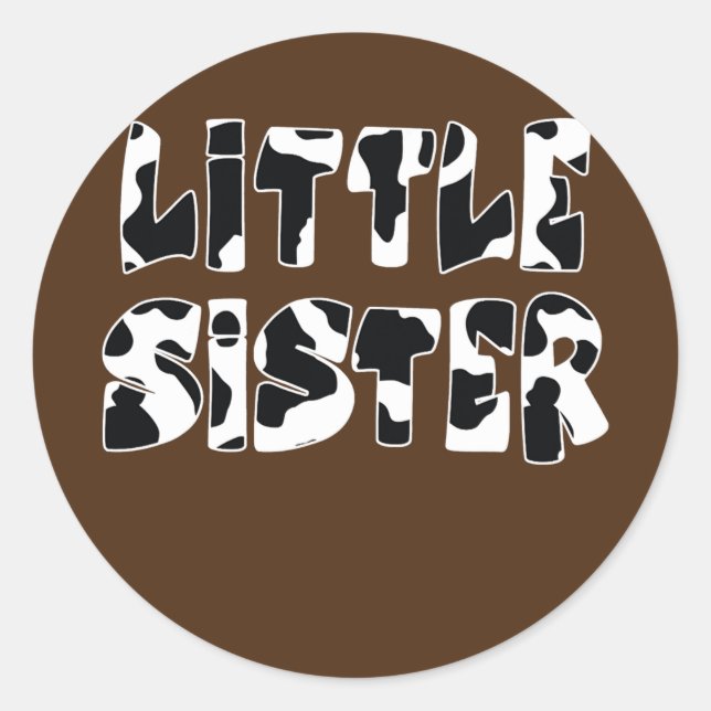 little Sister Cow Print Cow Pattern  Runder Aufkleber (Vorderseite)