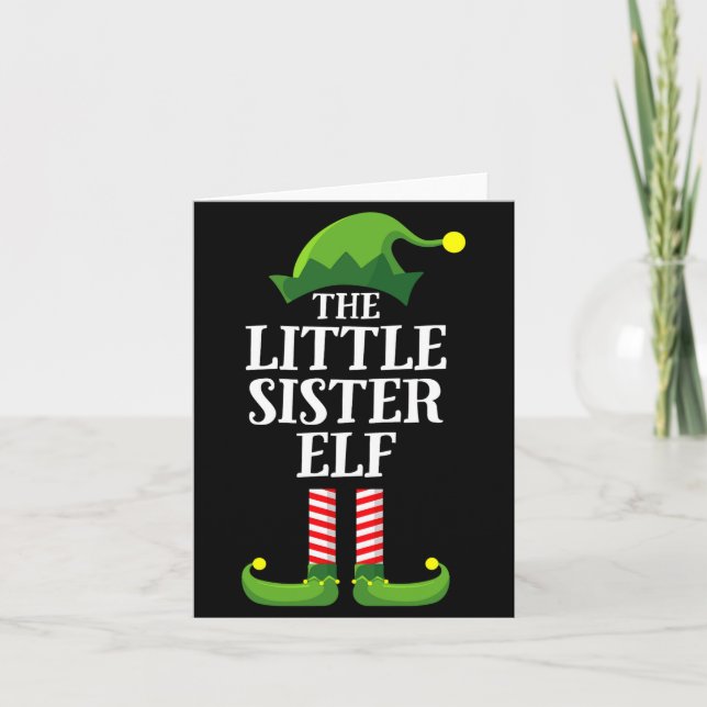Little Sister Elf Matching Family Group Christmas  Karte (Vorderseite)