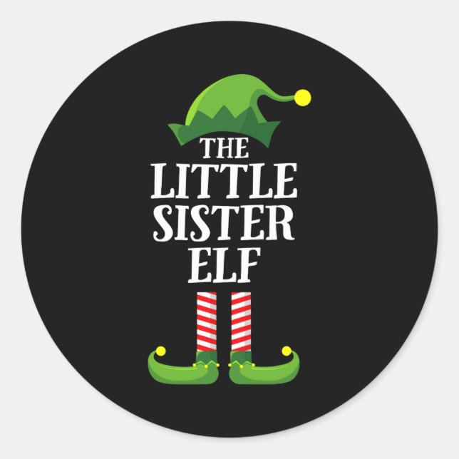 Little Sister Elf Matching Family Group Christmas  Runder Aufkleber (Vorderseite)