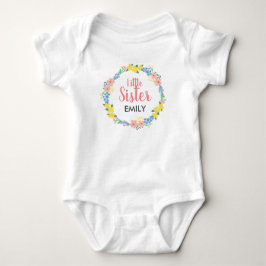 Little Sister Floral Wreath Baby Bodysuit Strampler