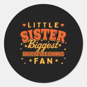 Little Sister Größter Freestyle Ski Fan Winter Runder Aufkleber