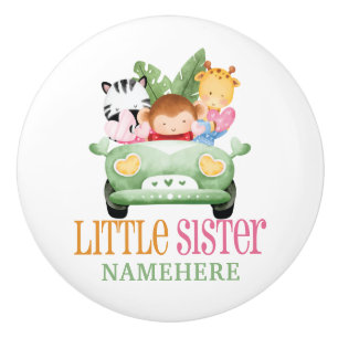 Little Sister Jungle Safari Animals Friends on Car Keramikknauf