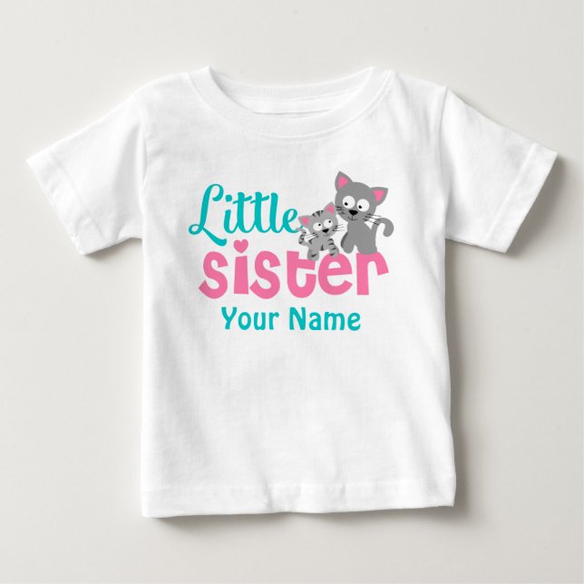 Little Sister Kitty Cat Personalisiertes Shirt (Vorderseite)