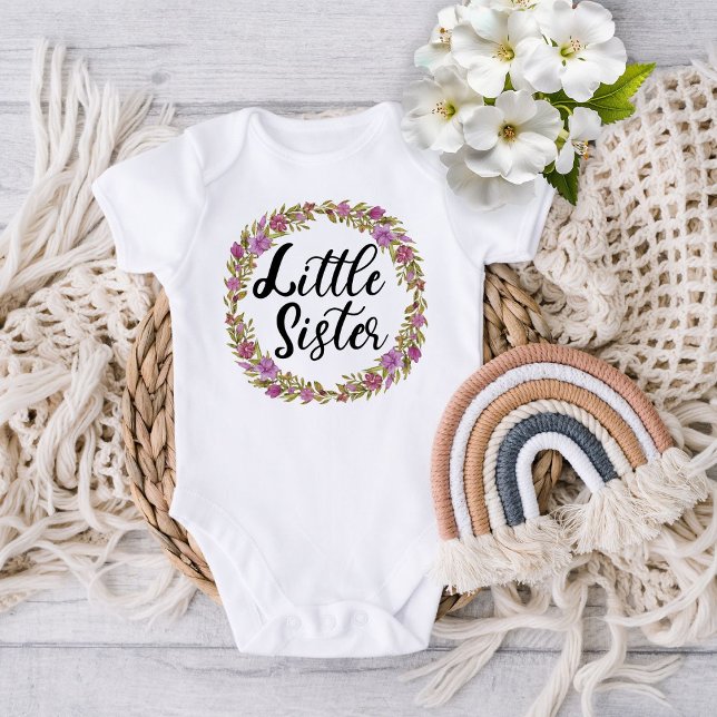 Little Sister Lila Blume Wreath Baby Bodysuit Baby Strampler (Von Creator hochgeladen)