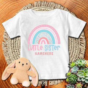 Little Sister Personalisiert Name Niedlich Rainbow Baby T-shirt