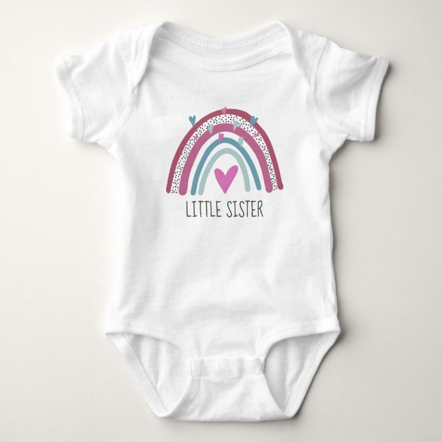 Little Sister Rainbow Matching Baby Strampler (Vorderseite)
