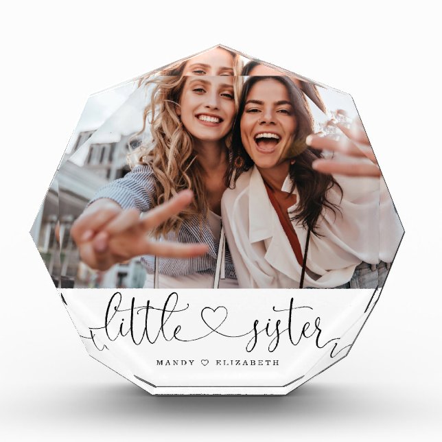 Little Sister Script Sister Gift Foto Keepake (Vorderseite)