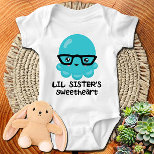 Little Sister Sweetheart Kawaii Blue Octopus Baby Strampler