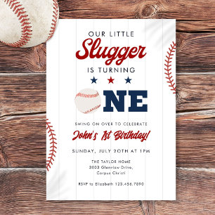 Little Slugger Baseball 1. Geburtstag Einladung