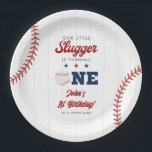Little Slugger Baseball 1st Birthday Pappteller<br><div class="desc">These fun baseball themed 1st birthday party paper plates can be personalized with all your special birthday party details. Designed by Thisisnotme©</div>