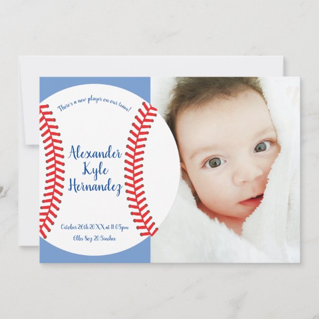 Little Slugger Baseball Baby Birth Ankündigung (Vorderseite)