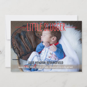 Little Slugger Baseball Baby Birth Ankündigung
