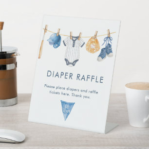 Little Slugger Baseball Wäscheleine Windel-Raffle Sockelschild