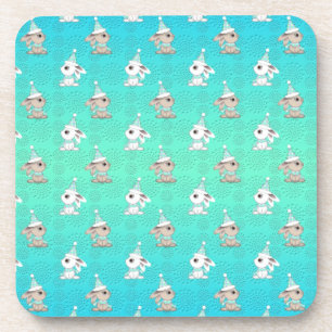 Little Snow Bunnies in Hats- und Scarves-Mustern Getränkeuntersetzer