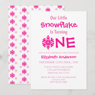 Little Snowflake 1. Geburtstag Einladung