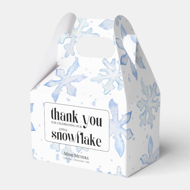 Little Snowflake Blue Wintery Baby Dusche Geschenkschachtel (Vorderseite)