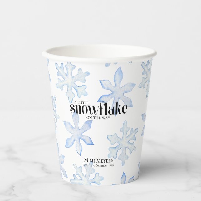 Little Snowflake Blue Wintery Baby Dusche Pappbecher (Vorderseite)