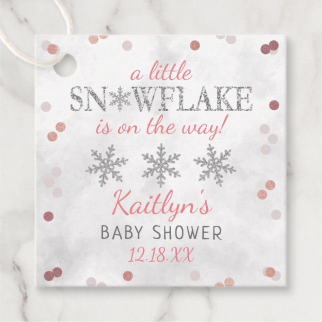 Little Snowflake Girls Winter Baby Dusche Geschenkanhänger (Vorderseite)