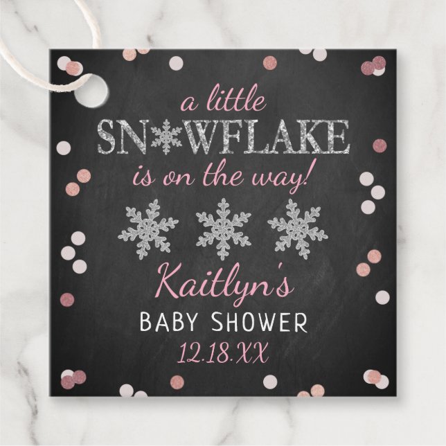 Little Snowflake Girls Winter Baby Dusche Geschenkanhänger (Vorderseite)