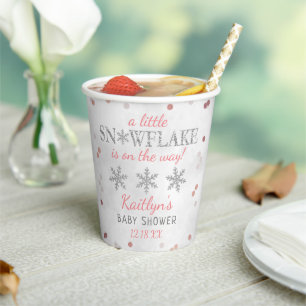 Little Snowflake Girls Winter Baby Dusche Pappbecher