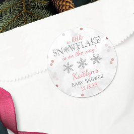 Little Snowflake Girls Winter Baby Dusche Runder Aufkleber