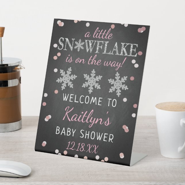 Little Snowflake Girls Winter Baby Dusche Willkomm Sockelschild (In SItu)