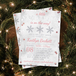 Little Snowflake Girls Winter Baby Shower Real Folieneinladung