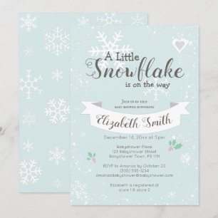 Little snowflake on the way baby shower invitation