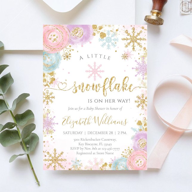Little Snowflake Winter Baby Shower Invitation Einladung (Von Creator hochgeladen)