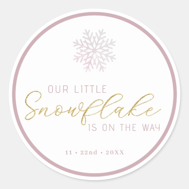 Little Snowflake Winter Baby Shower Sticker (Vorderseite)