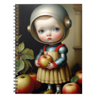Little Space Girl with Apples Notebook Notizblock