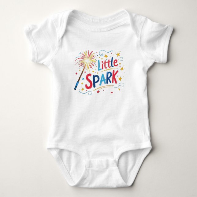Little Spark Crayon Style Fireworks Sparkler Baby Strampler (Vorderseite)