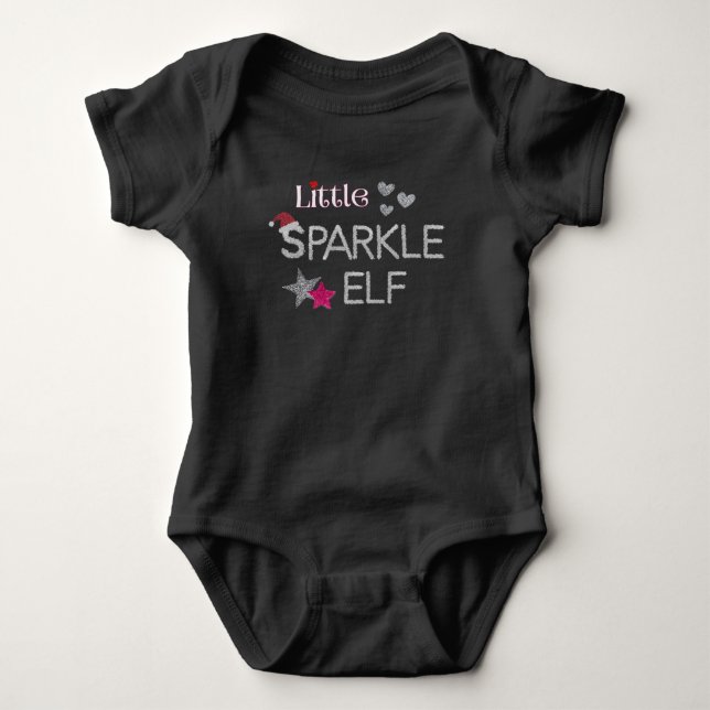 Little Sparkle Elf für Weihnachtskarosserieanzug Baby Strampler (Vorderseite)