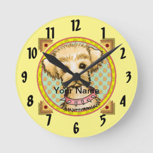 Little Spike Dog Clock Runde Wanduhr