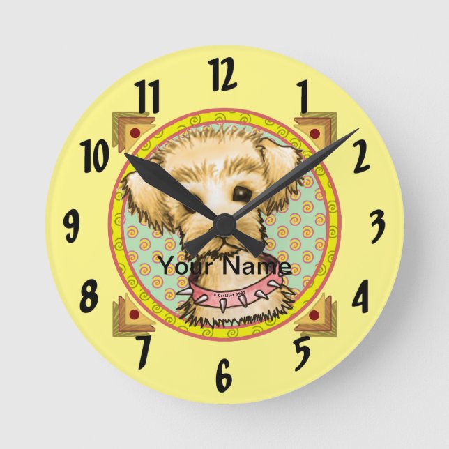 Little Spike Dog Clock Runde Wanduhr (Vorderseite)