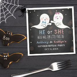 Little Spirit Halloween Ghosts Gender Reveal Party Serviette