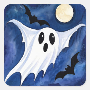 Little Spooky Ghost - Halloween 7 - Fanspass Quadratischer Aufkleber