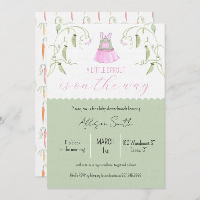 Little Sprout Baby Shower Invitation (Devant / Derrière)
