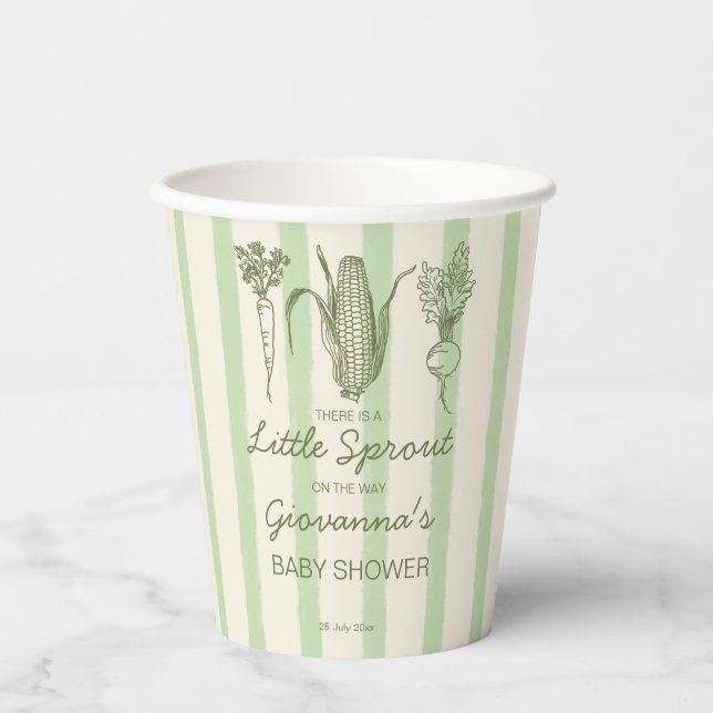 Little sprout farmers market baby shower monogram  pappbecher (Vorderseite)