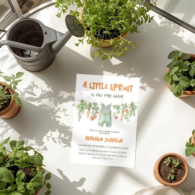 Little Sprout Garden Clothesline Baby Shower Einladung (Von Creator hochgeladen)