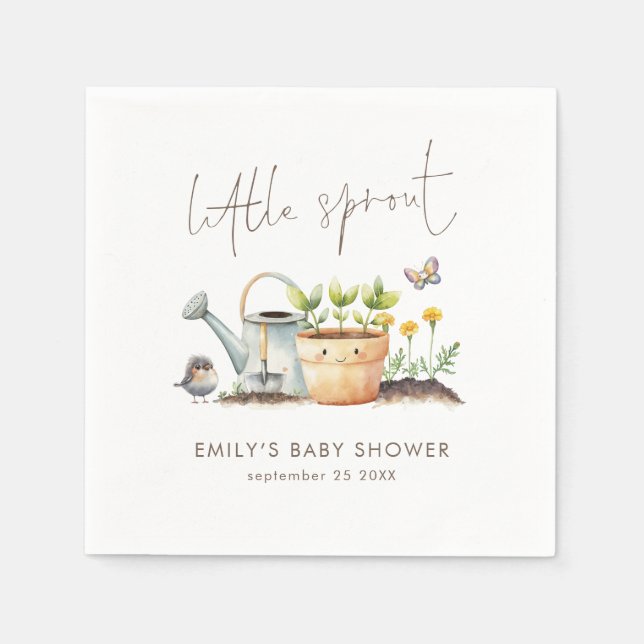 Little Sprout Gender Neutral Garden Baby Shower  Serviette (Vorderseite)
