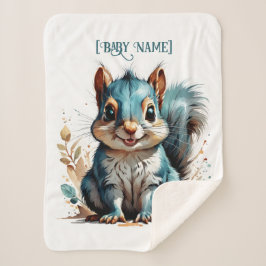 Little Squirrel Blue Personalisiert Sherpadecke